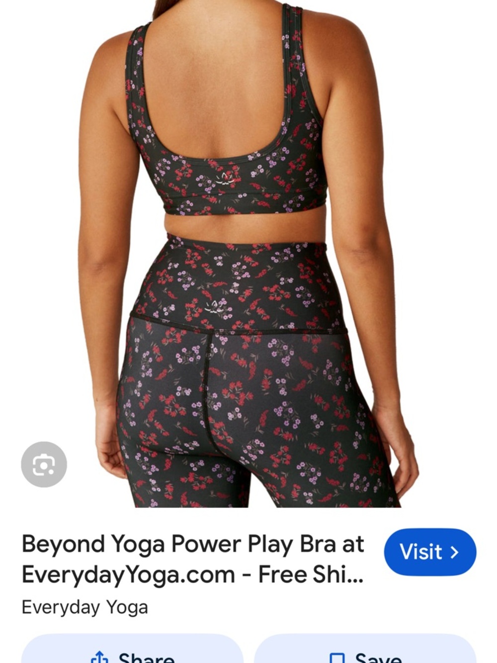 Beyond Yoga Black Floral Sports Bra with Red & Purple Flowers - Picture 2 of 7